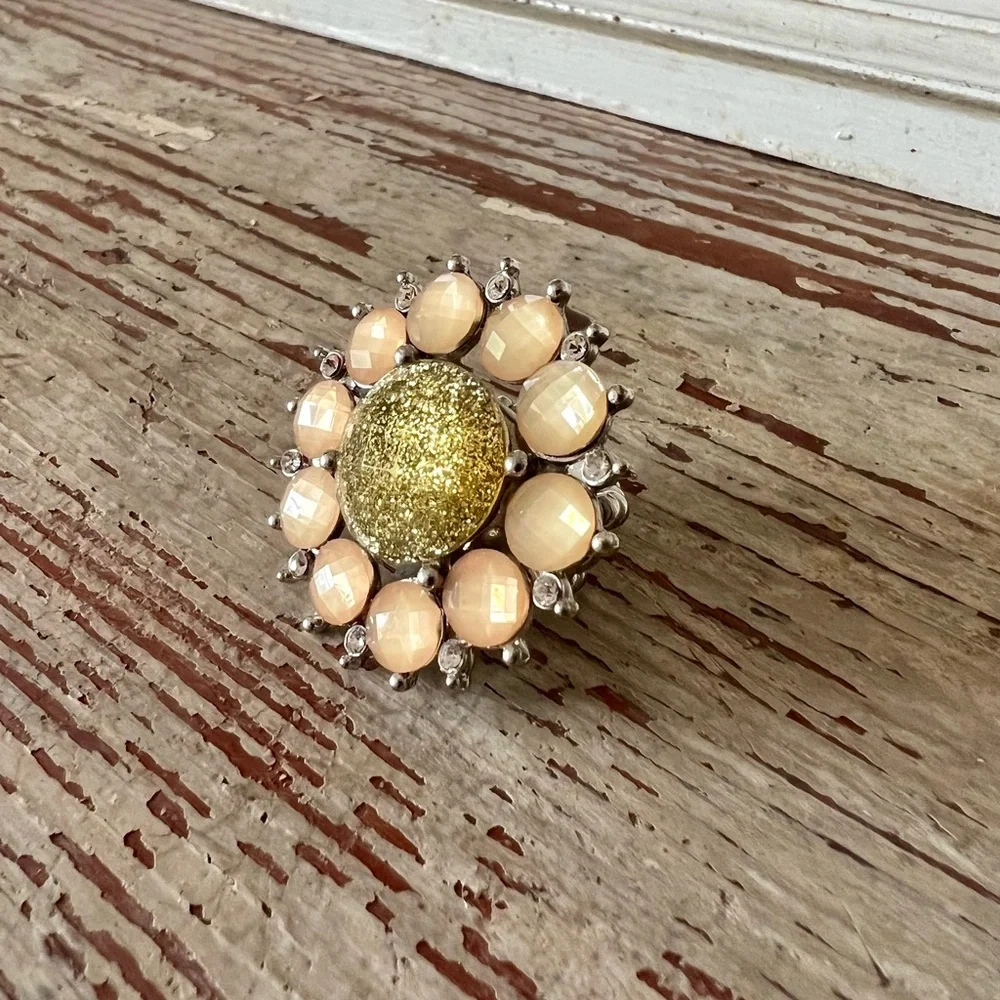 Pink and Gold Flower Stretch Ring